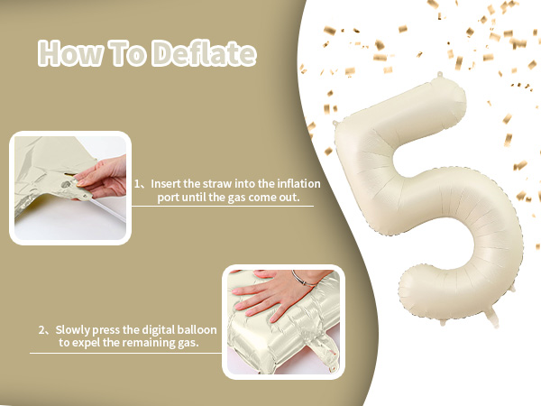 Cream Number Balloon