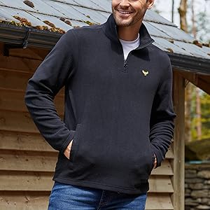 Threadbare Mens 1/4 Zip Long Sleeve Fleece Top Jumper Zipped Sports Golf Sweater 8 Threadbare 'Blade' Fleeced Sweatshirt