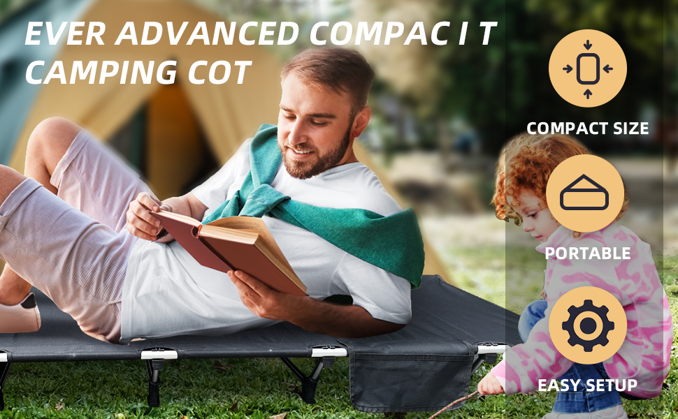 Folding Camping Cot Portable Outdoor Bed Comfortable Sleeping Cots with