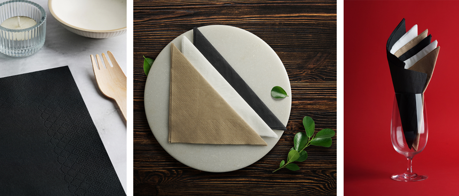 FOOGO Green 100pcs White Paper Napkins, 33 x 33 cm, 2 Ply Strong Paper Serviettes, Super Soft