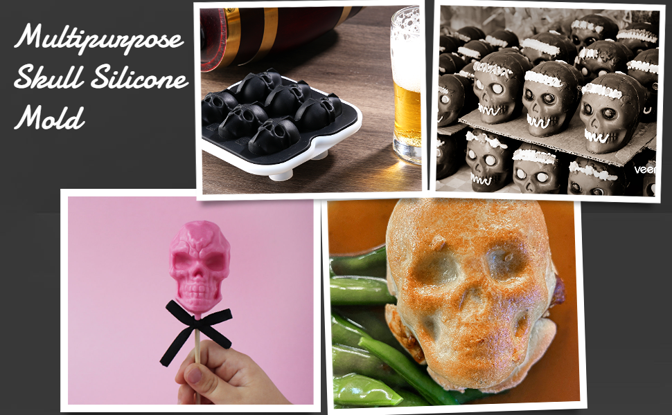 Skull Ice Cube Silicone Mold, 3D Large Skull Ice Cube Mold