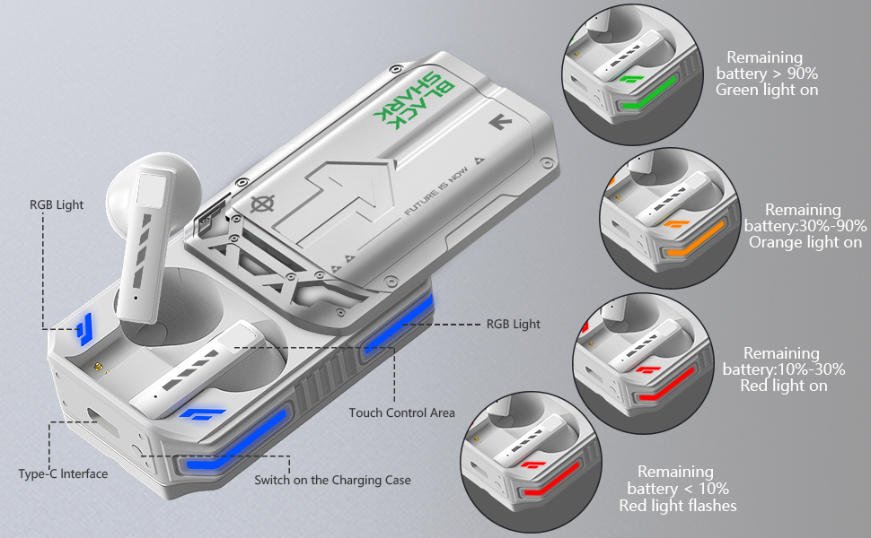 Black Shark Earphone T11 With Low Latency Mode, Metallic Design, Slide