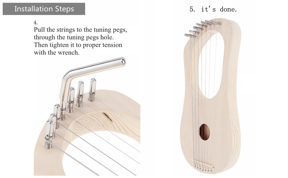 OriGlam Lyre Harp 7 String DIY Kit, Make Your Own Bass Wood, Lyre Wooden String Lyre Harp with