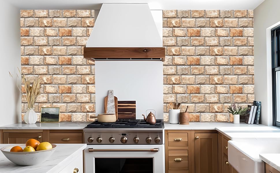 Marble Brick Peel and Stick Wallpaper Waterproof Oilproof