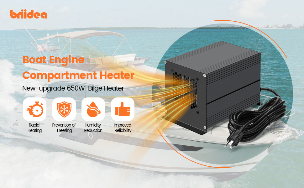 Haoguo Boat Engine Compartment Heater, 650W 10A Bilge