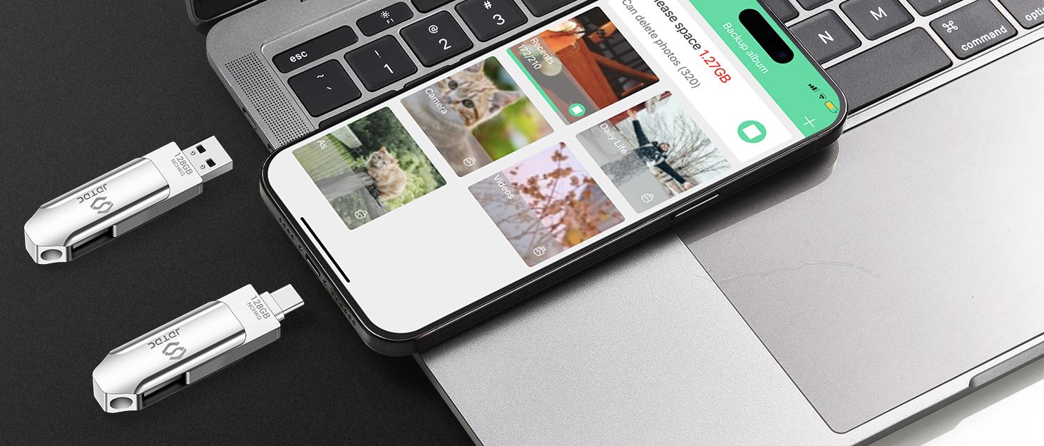 128GB PhotoStickiPhone15FlashDriveForiPhoneMemoryStick PhotoBackupStickiPhone 15Pro