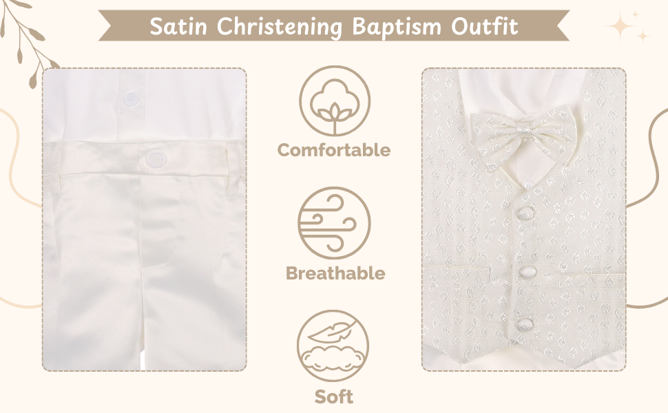 Christening Gown Baptism Outfits Clothes Baby Infant Boys Ivory Suit Set Wedding Shorts Shirt
