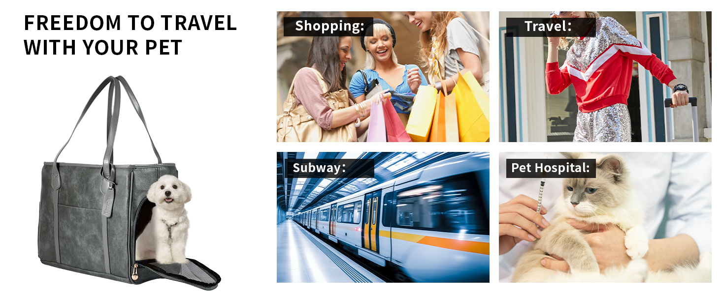 Stylish Dog Purse Carrier, Leather Pet Carrier Bag for Small Dogs Cats Puppy, Airline Approved