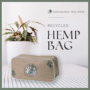 Hemp bag sitting on countertop.