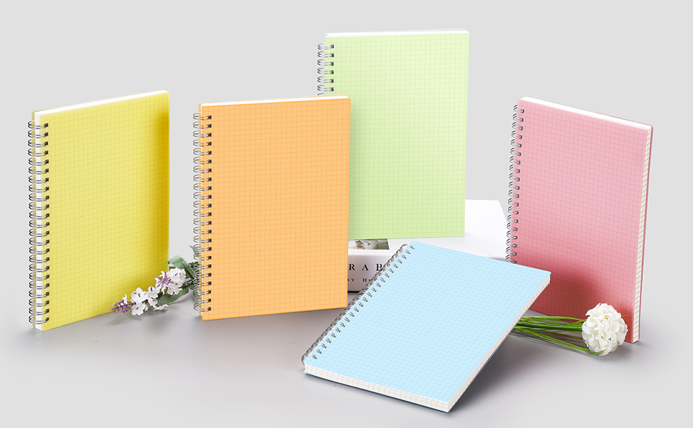 RETTACY Spiral Graph Paper Notebooks 3 Pack A5 Graph