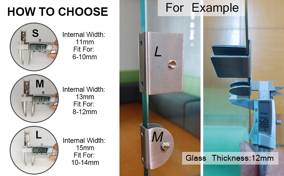 WANLIAN 8 Pcs Brushed Glass Clamp Wall Mounted Glass Shelf Brackets