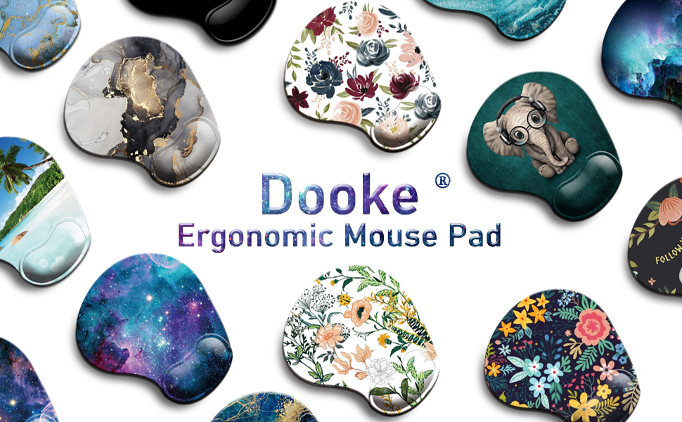 Dooke Ergonomic Mouse Pad with Wrist Support, Cute Mouse Pads with Non