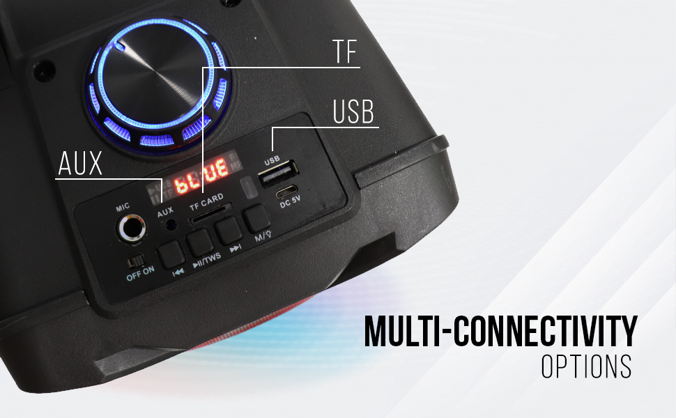 Landmark LM TBS7048 Bronx Bluetooth Party Speaker with Karaoke Mic/15 watts/Disco Lights/TF/FM