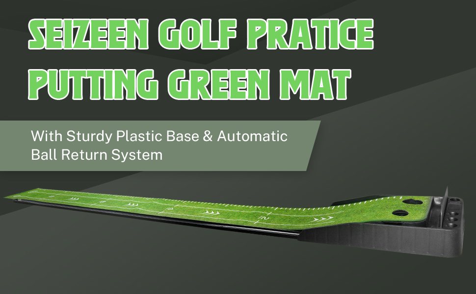Seizeen Golf Putting Mat Indoor Putting Green Set with 2