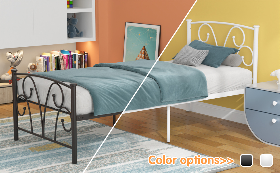 Ulifance Single Bed Frame with Headboad and Footboardrd, Metal Platform