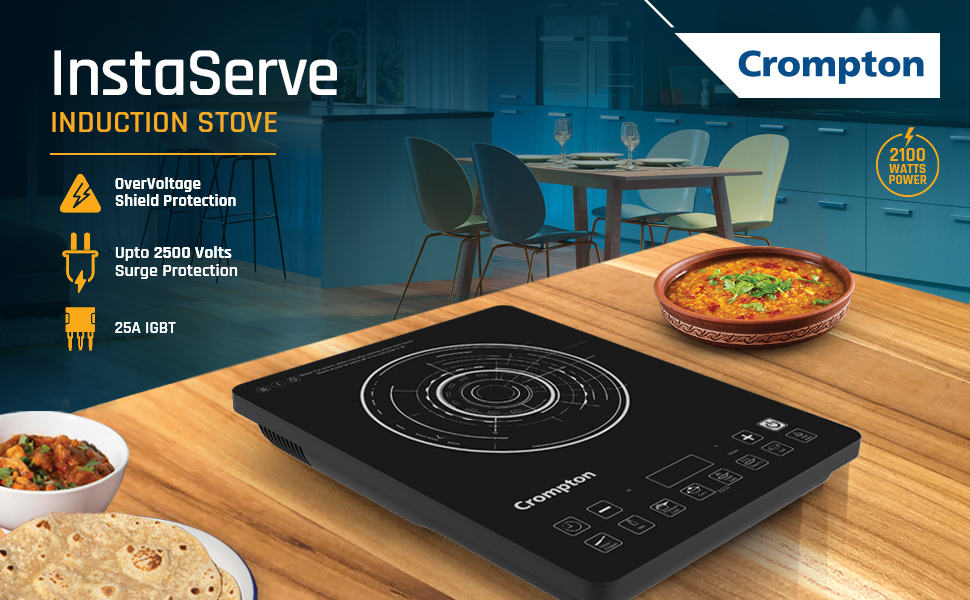 Buy Crompton Instaserve 2100 W Induction Cooktop with 12 Feather Touch Buttons 8 One touch