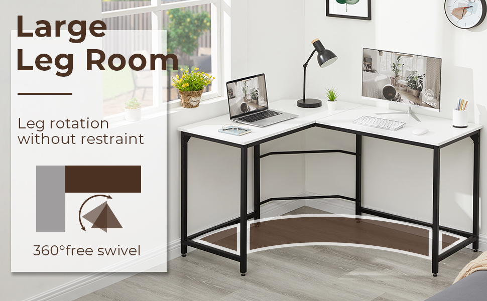 Aingoo Corner Desk L Shaped Desk Sturdy Home Office PC Laptop