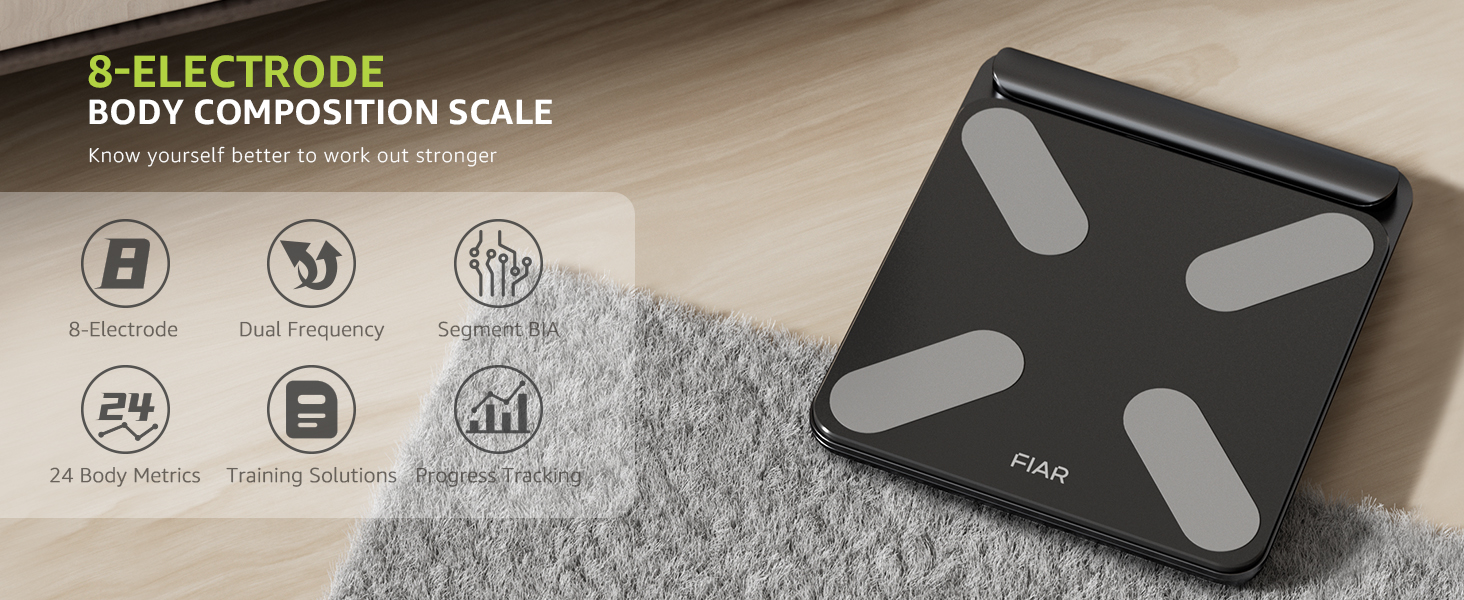 FIAR Smart Body Fat Scale 8 highprecision Sensors Digital Weight