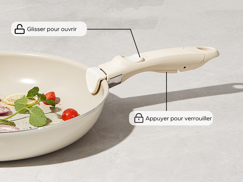 Batterie de Cuisine à Induction 5 Pièces, Casseroles et Poêles avec Poignée amovible pour
