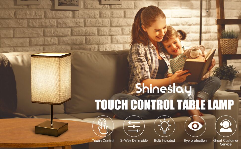 Touch Bedside Lamps,Shineslay LEDs Dimmable Table Lamp Including Bulbs