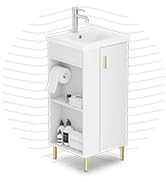 phiestina 16 Inch White Bathroom Vanity Fit for Small Space, Pre-Assembled Bathroom Vanity with C...