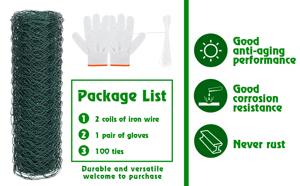 Floral Wire Netting 11.8 x 197 Inch Green Chicken Wire