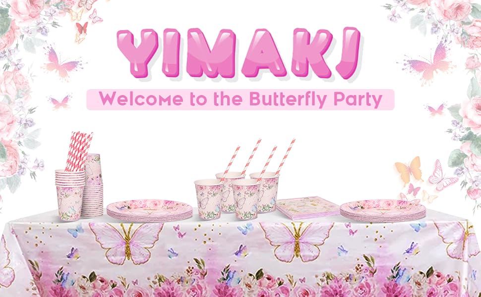 Party Tableware Set, Butterfly Birthday Party Tableware, Paper Plates
