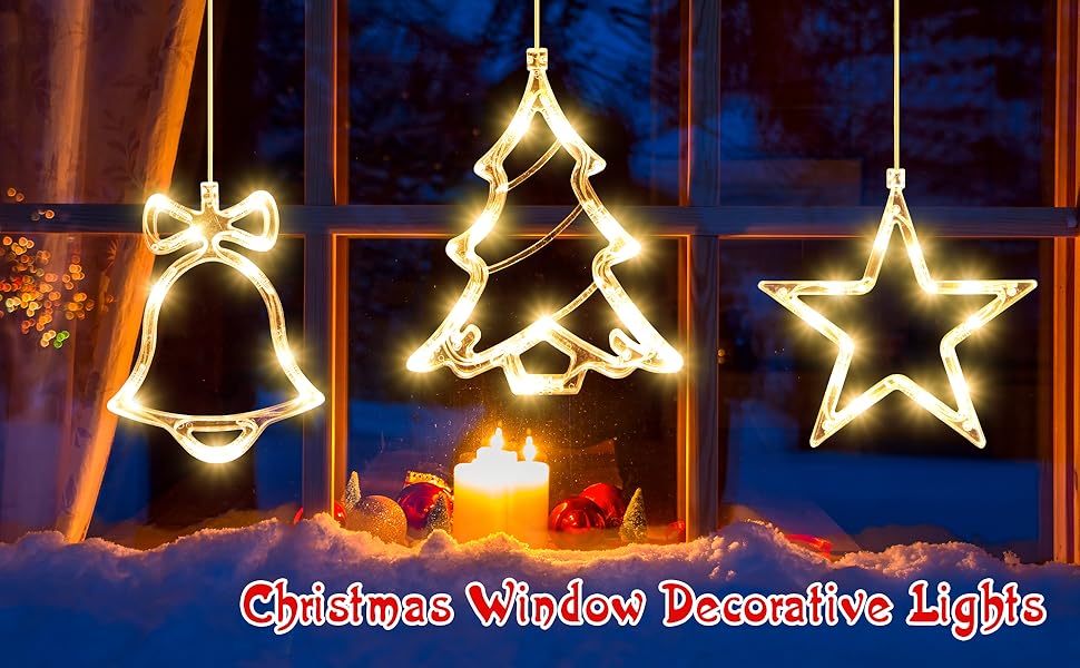 LYUBASA 3Pcs Christmas Window Lights Decorations, Battery Powered