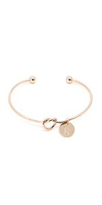 knot initial coin bracelet rose gold jewelry