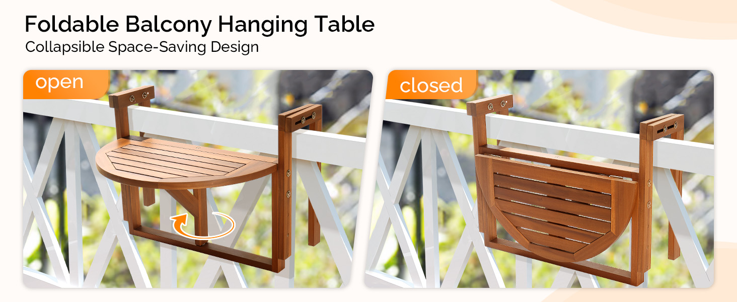 Foldable Acacia Wood Patio Table