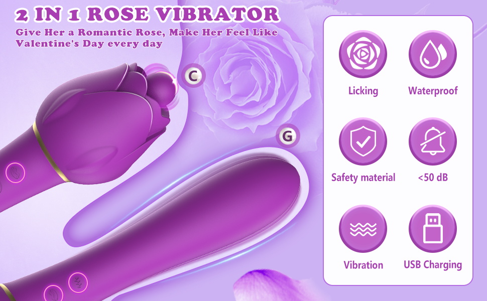 2 in 1 Rose Clitoral Wiggling Ball Licking & G Spot Vibrator
