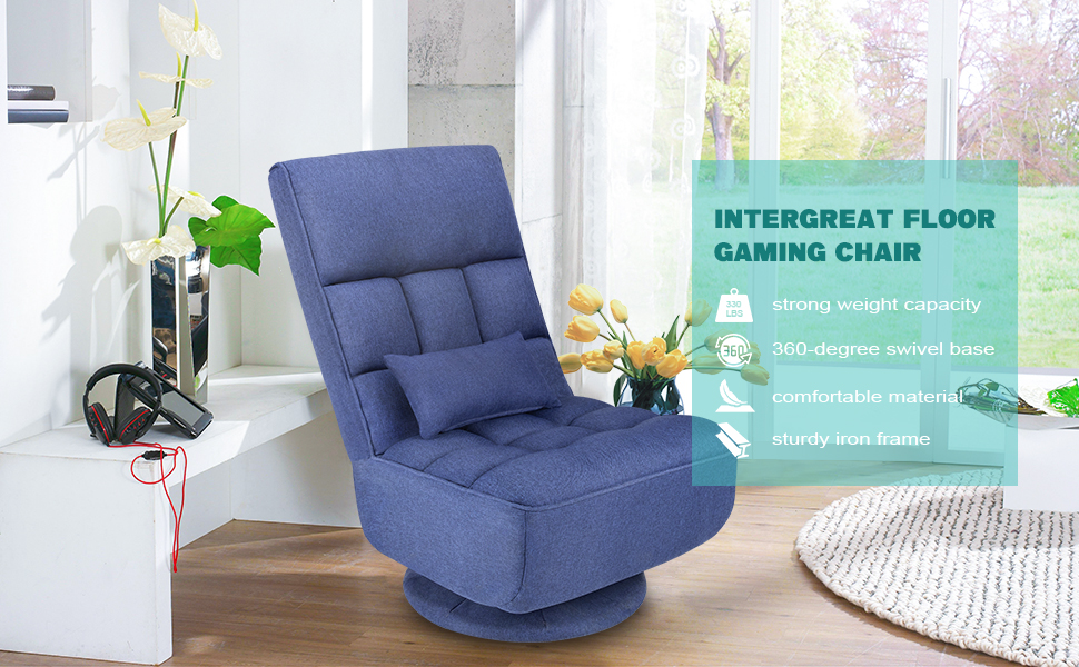 INTERGREAT Swivel Floor Chair Folding Gaming Chair, Comfy