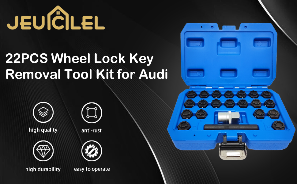 JEUCLEL 22PCS Wheel Locking Nut Key Kit Compatible with Audi 20022012, Wheel Lock