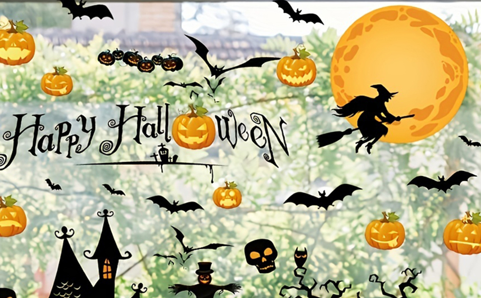 BAYLAY Halloween Window Clings Scary Halloween Window