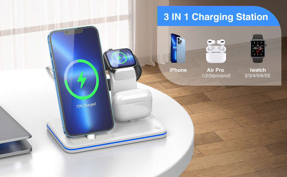 Charging Station for Apple Products, QI Fast 3 in 1