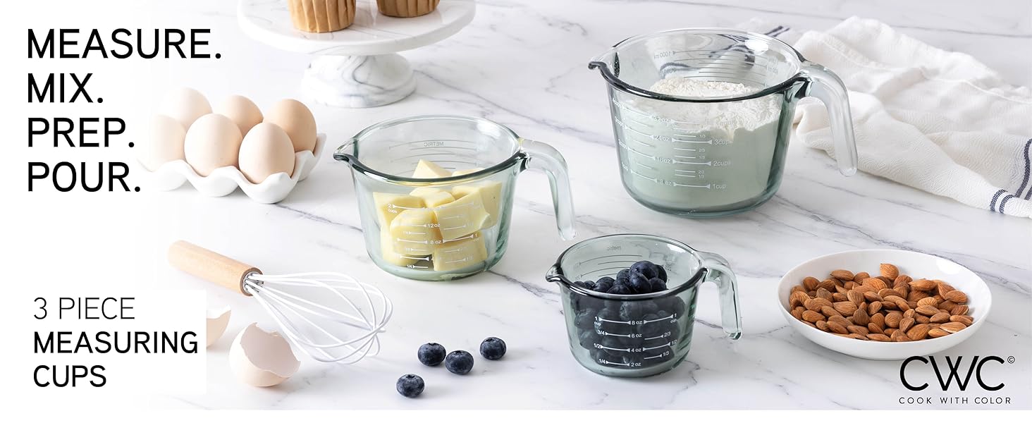 COOK WITH COLOR Glass Measuring Cups Ideal for Cooking