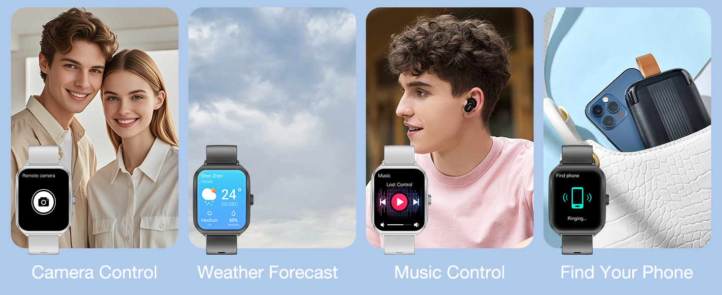 camera control weather forecast music control find your phone