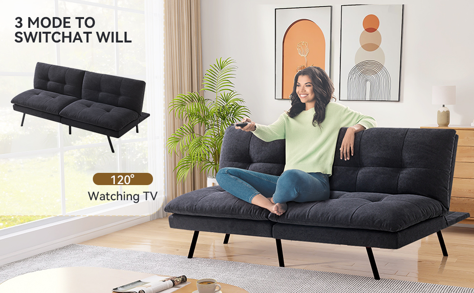 AMICLIBER Convertible Futon Sofa Bed,Memory Foam Linen