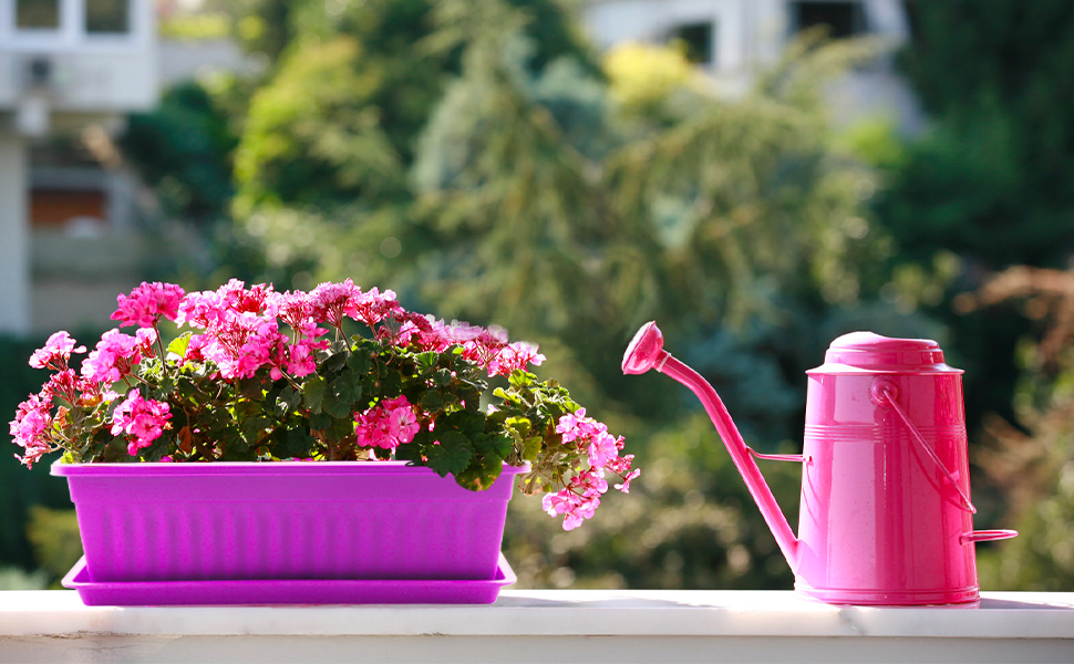 Lainrrew 3 Pack Window Box Planters, 15 Inches Plastic Rectangular Window Planters