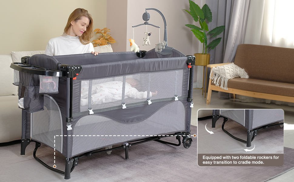 Nookbeya 5 in 1 Baby Bedside Crib,Pack and Play