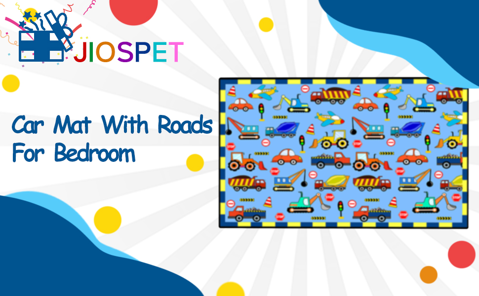 Car Rug for Boys Bedroom Cartoon Airplane Area Rug Car