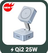 UGREEN MagFlow 25W Qi2 Wireless Charging Station, 2-in-1 Magsafe Portable Charger, Magsafe Charge...