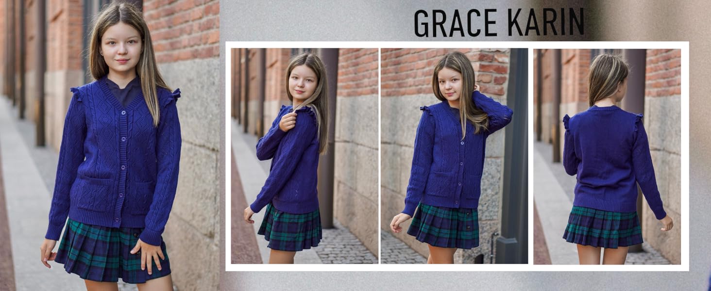 girls blue cardigan