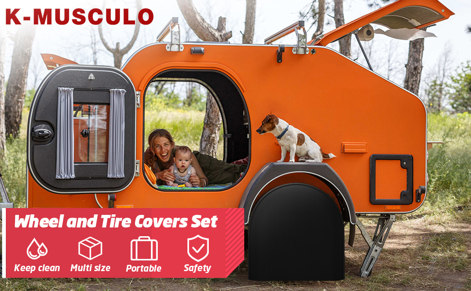 KMusculo RV Tire Covers 4Pack, Waterproof Wheel Covers
