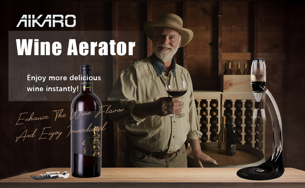 AIKARO Wine Air Aerator Pourer Red Wine Decanter with Filter, Stand and