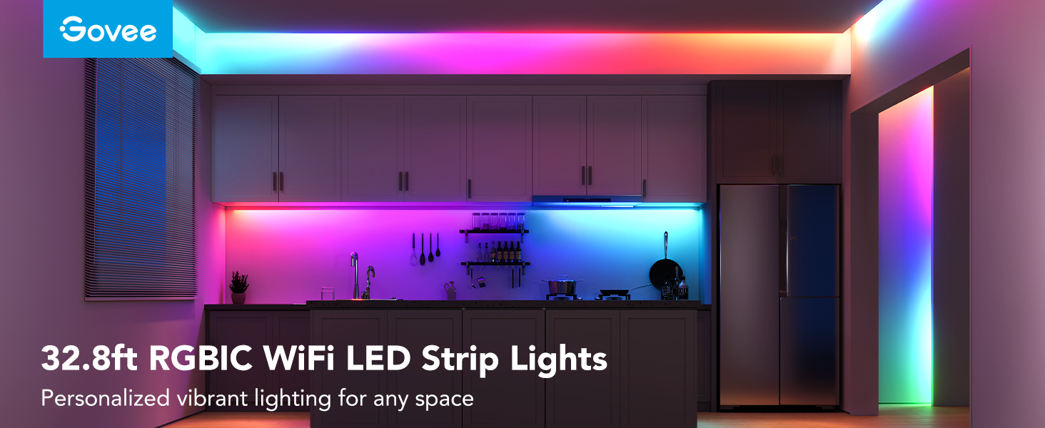 Govee RGBIC LED Strip Lights 32.8ft, Smart WiFi LED Lights Work with
