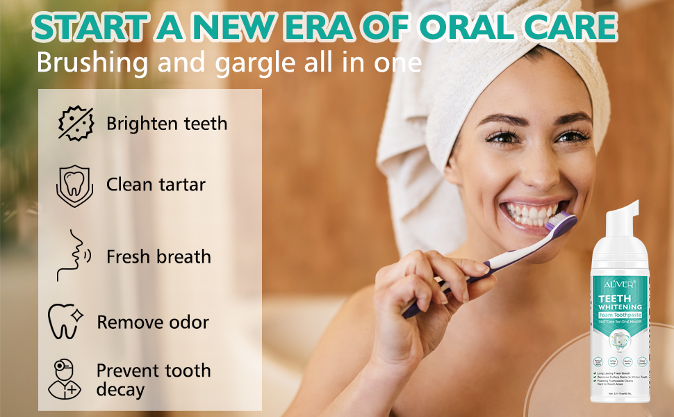 Toothpaste Whitening Foam 2Pcs 60ml Baking Soda Foam