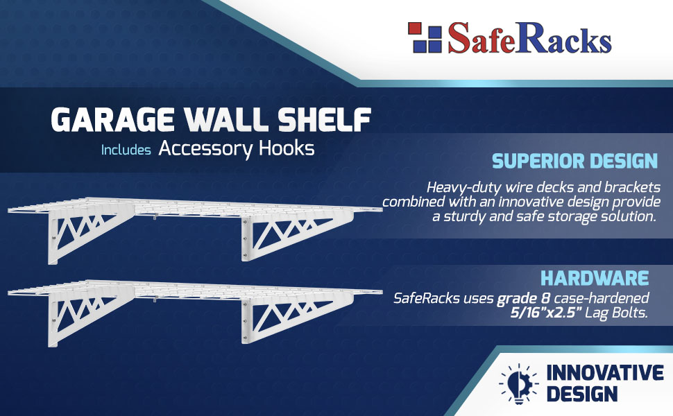 SafeRacks Wall Shelves 2 Pk 18"x36" Wall Mountable