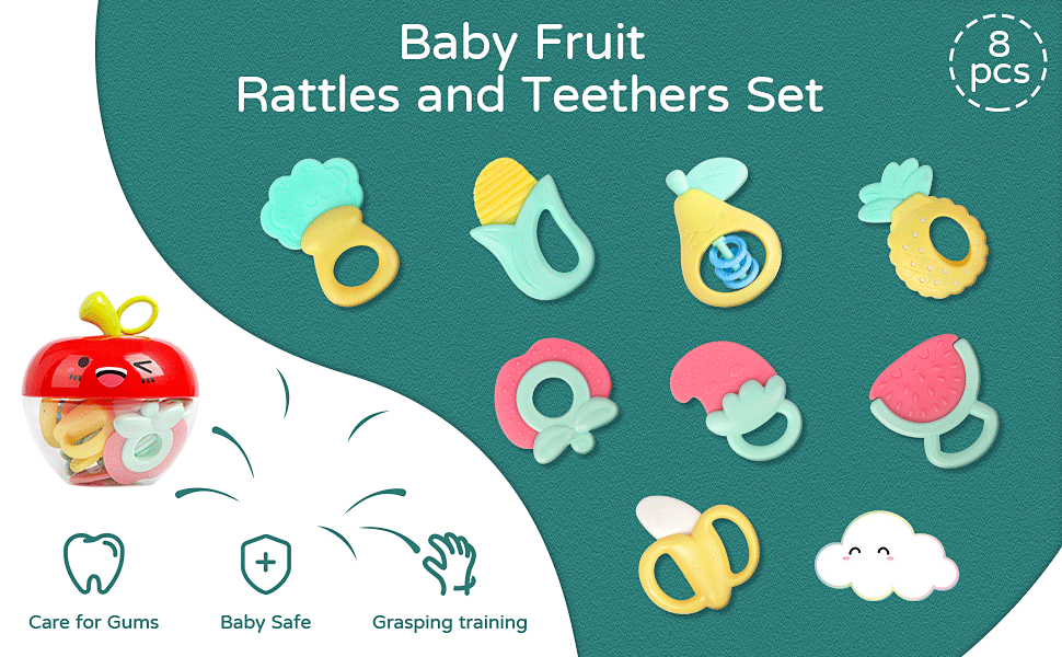 Aumuko 8PCS Baby Rattles Toys for 012 Month Boy Girl