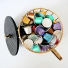 Coffee Pod Holder Wire Basket filled with coffee pods